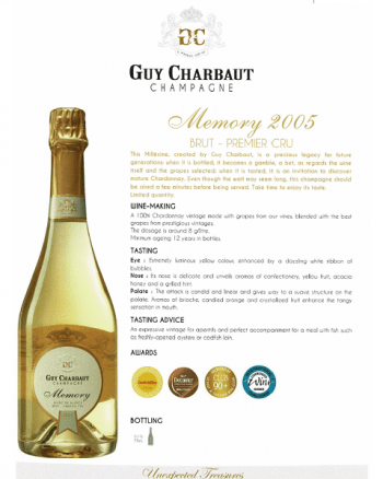 Guy Charbaut Memory 2005 Champagne Technical Sheet